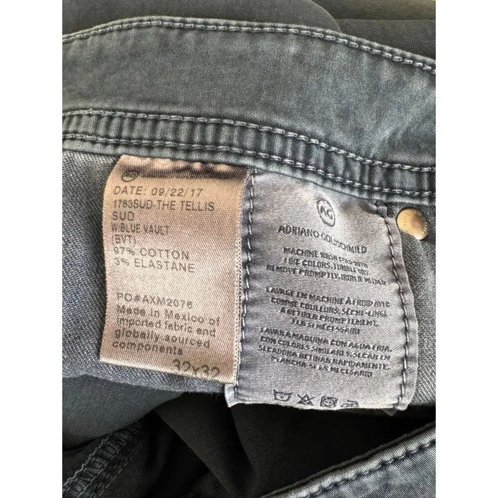New AG Adriano Goldschmied Men’s Blue Vault Slim Straight Leg Jeans Size 32X32